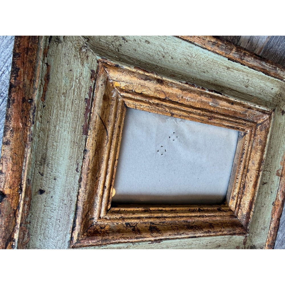 Picture Frame 4 x 6 Sage Green Gold Distressed Antique Style Frame Photo Holder - Picture 9 of 9